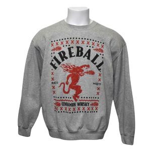 Brew City Fireball Cinnamon Whiskey Crewneck Sweatshirt Gray Unisex Large